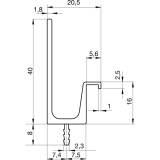 Griffleiste Wall L�nge 2000 mm, abl�ngbar, Aluminium Edelstahl Effekt