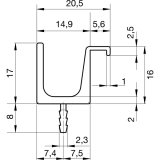 Griffleiste Wall Up Lnge 2000 mm, ablngbar, Aluminium Edelstahl Effekt