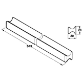 Standard Griffleiste, Breite 538 mm, Hhe 20 mm, Nord. Fichte roh
