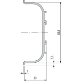 Griffmulde Aktor C-Profil horizontal, L 5000 mm, H 64 mm, Alu natur eloxiert