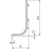 Griffmulde Aktor L-Profil horizontal, L 5000 mm, H 49 mm, Alu wei� RAL 9010