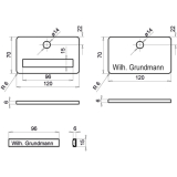 GRUNDMANN FH Namensschild m.Trgucker, 120x70x6, Linse 170,TS 28-45,Messing pol