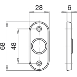 GRUNDMANN Dr�ckerrosette WG oval, sichtbar geschr., 27 x 67 x 6 mm, Alu pol(16)