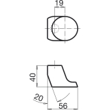 GRUNDMANN T�rknopf GEOS - auf Ros. Zylinderform abgeschr�gt 56x40, Edst.