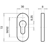 GRUNDMANN Zylinderrosette PZ, GEOS, 30 x 72 x 8, Edelstahl