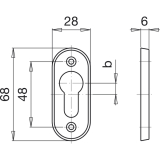 GRUNDMANN Zylinderrosette PZ,WG sichtbar geschraubt, 27 x 67 x 6, Alu poliert