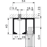 Laufschienenset HAWA-Junior 80 Festverglasung, 2500 mm, Alu farblos eloxiert