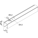 Laufschiene HELM 73, silber eloxiert, 2100 mm