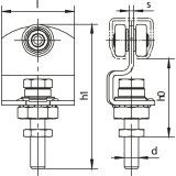 Rollapparat HELM 485 einpaarig mit Drehlager, Stahl gelb passiviert