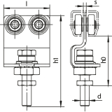 Rollapparat HELM 186 zweipaarig mit Drehlager, Stahl gelb passiviert