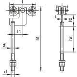Rollapparat HELM 421L zweipaarig mit Drehlager, Stahl gelb passiviert