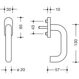HEWI Fenstergriff 111 FG. 1 - verdeckt geschr., VK 7 x 30 mm, reinwei�