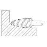 LUKAS HM-Fr�sstift Form F Rundbogen Kopf � 10 mm L�nge 20 mm Zahnung 7