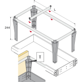 HETTICH SYSTEMA TOP 2000 Hngerahmen, EB 392 mm, ET 530 mm, schwarz