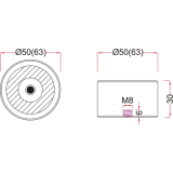 Haftmagnet m. zentraler Gewindebohrung u. freien Draht. Gr. 05, Stahl verzinkt