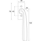 HALC� Fenstergriff HALL - sichtbar geschraubt, 7x40, 122, Eisen verzinkt