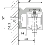 Winkelprofil-Wandbefestigung HAWA-Junior 40, 2000 mm, TS-44 mm, silber eloxiert