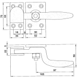Hebelverschluss einseitig m. Schlieklobe, Temperguss silberfrbig