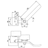Hebelverschluss einseitig m. Winkelschlieblech, links, Temperguss silberfrbig