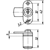 HEKNA 505 Zylinder-Hebelschloss, rechts, Schlie�hebel gekr�pft, L 34 mm, Zamak