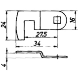 HEKNA 505 Zylinder-Hebelschloss, rechts, Schlie�hebel gekr�pft, L 34 mm, Zamak