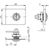 HEKNA 544 Zylinder-Hebelschloss, rechts, Zamak