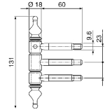 Einbohr-Zierband 3-teilig, m. Aushngesicherung,  18 mm, Stahl vermessingt