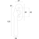 HALC� Fenstergriff FULP - sichtbar geschraubt, 7x40, 125, Eisen verzinkt