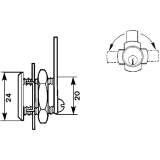 Zylinder-Hebelschloss Holzmontage verschiedensperrend, Messing