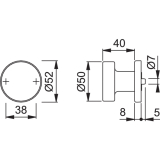HOPPE Trknopf Flachform - auf Ros.,  52 fest u. Wechselstift, EdSt.matt