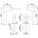 HOPPE Drckergt. BERGEN - auf Ros. WC, TS38-42, Mess. verchromt/Edelstahl Effekt