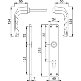 HOPPE Drckergt. BIRMINGHAM - auf LS WC, TS37 - 42, silber eloxiert