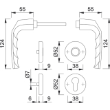 HOPPE Drckergt. BIRMINGHAM - auf Ros. BB, TS37 - 42, silber eloxiert