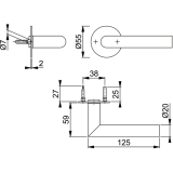 HOPPE Drcker AMSTERDAM auf runder Drckerrosette, TS35 - 45, Edelstahl matt