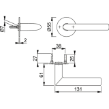 HOPPE Drcker STOCKHOLM auf Drckerrosette, TS35 - 45, EdSt.matt