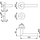 HOPPE Drckergt. AMSTERDAM - auf Ros. PZ, 37 - 47, silber eloxiert