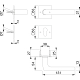 HOPPE Drckergt. DALLAS - auf Flachrosetten BB, TS35 - 45, Edelstahl matt