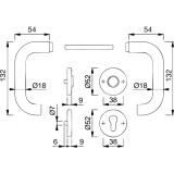 HOPPE FH-Drckergt. PARIS - auf Ros. PZ, TS40-45, silber eloxiert