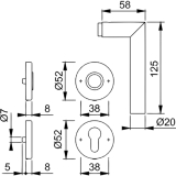 HOPPE SH - Drckerhalbgt. AMSTERDAM - zu SH-Knopflangschild, PZ, EdSt. matt