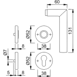 HOPPE SH - Drckerhalbgt. STOCKHOLM - zu SH-Knopflangschild, PZ, EdSt. matt