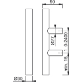 HOPPE Stangengriff E5011 - 1200/900mm, Edst. matt