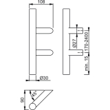 HOPPE Stangengriff E5012 - 600mm, Lochabstand 500mm, D 30mm, Edst. matt