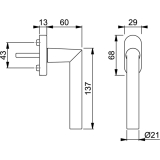 HOPPE Fenstergriff AMSTERDAM - verdeckt geschr., VK 7 x 37 mm, silber elox.