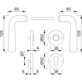HOPPE Drckergt. HELSINGBORG - auf Ros. BB, TS37 - 42, Edelstahl matt
