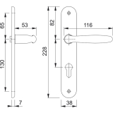 HOPPE Drckergt. ROISSY - auf LS WC90, TS40 - 45, Re, Messing poliert