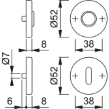 HOPPE Schlsselrosette BB,  52, Hhe 9, EdSt.matt