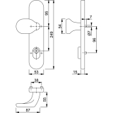 HOPPE SH-Knopflangschild f. Rosettenkomb. PZ88, SST 8, 5, TS67-72, EdSt.matt