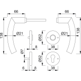 HOPPE Drckergt. TRONDHEIM - auf Ros. WC, TS37 - 42, Edelstahl matt