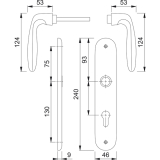 HOPPE Drckergt. VERONA - auf LS PZ88, TS37 - 47, Edelstahl Effekt