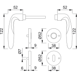 HOPPE Drckergt. VERONA - auf Ros. PZ, TS 39 - 47, Messing verchromt matt